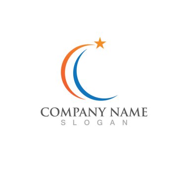 daire ve yıldız logo vektör çizim şablonu tasarımı