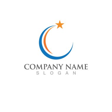 daire ve yıldız logo vektör çizim şablonu tasarımı