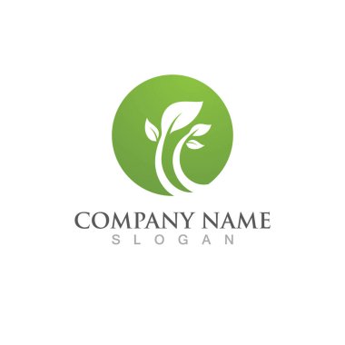 Yeşil ağaç yaprağı ekoloji doğa elementi vektörü logoları