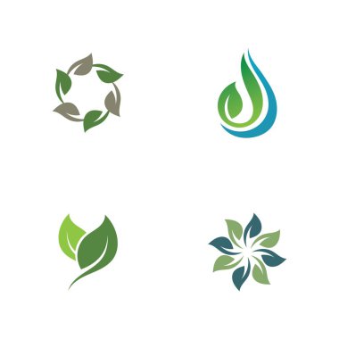  Yeşil yapraklı ekoloji doğa logo element vektörü