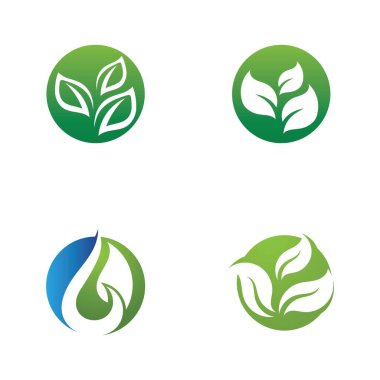 Yeşil ağaç yaprağı ekoloji doğa elementi vektörü logoları