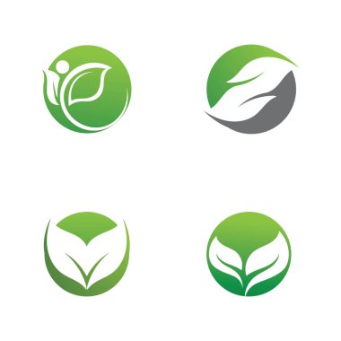 Yeşil ağaç yaprağı ekoloji doğa elementi vektörü logoları