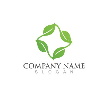 Yeşil ağaç yaprağı ekoloji doğa elementi vektörü logoları