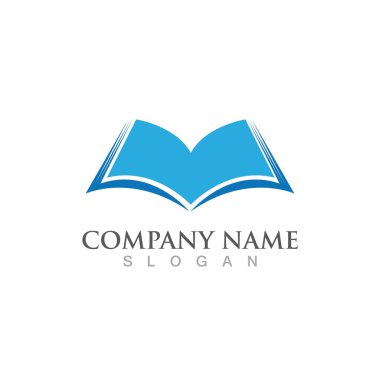 Kitap okuma logosu ve sembol vektörü