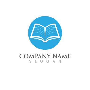 Kitap okuma logosu ve sembol vektörü