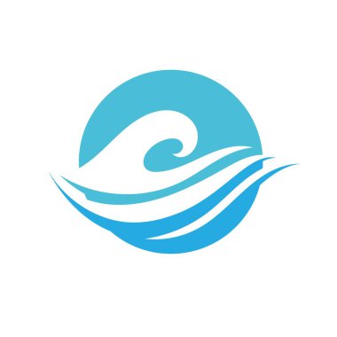 Su dalgası simgesi vektör şablon logosu