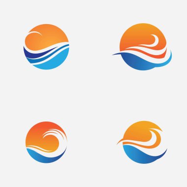 Okyanus yaz dalgası logo vektör simgesi 