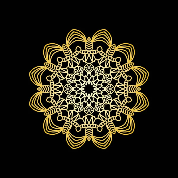 Lindo Mandala Oro Flor Garabato Redonda Ornamental Aislada Sobre Fondo — Archivo Imágenes Vectoriales