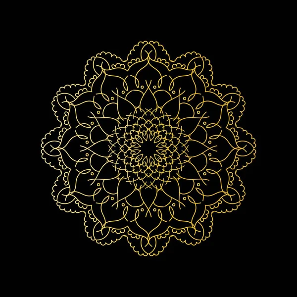 Niedliches Gold Mandala Ornamentale Runde Doodle Blume Isoliert Auf Weißem — Stockvektor