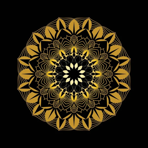 Niedliches Gold Mandala Ornamentale Runde Doodle Blume Isoliert Auf Weißem — Stockvektor