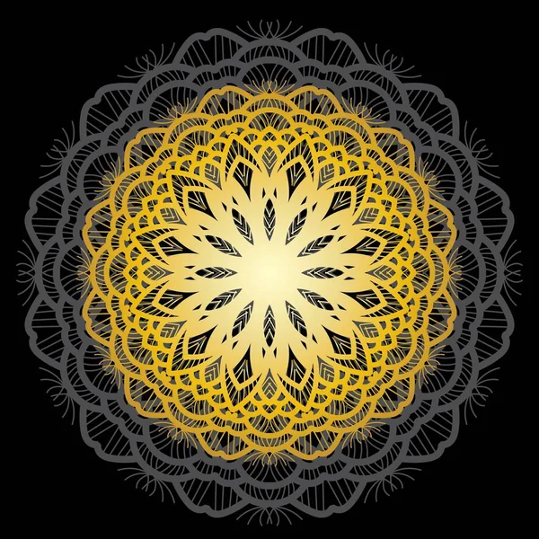 Lindo Mandala Oro Flor Garabato Redonda Ornamental Aislada Sobre Fondo — Archivo Imágenes Vectoriales