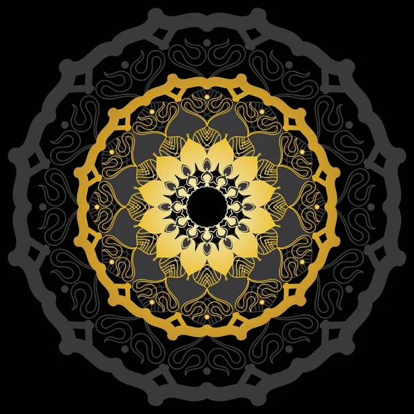 Roztomilé Zlato Mandala Ozdobné Kulaté Čmáranice Květiny Izolované Bílém Pozadí — Stockový vektor