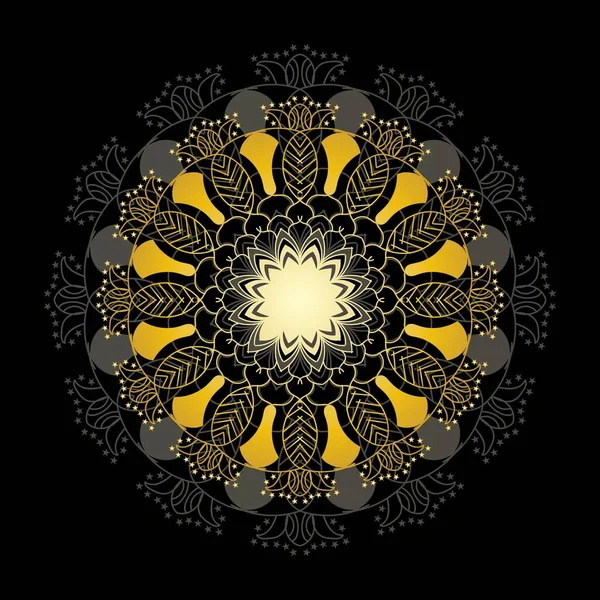 Lindo Mandala Oro Flor Garabato Redonda Ornamental Aislada Sobre Fondo — Archivo Imágenes Vectoriales