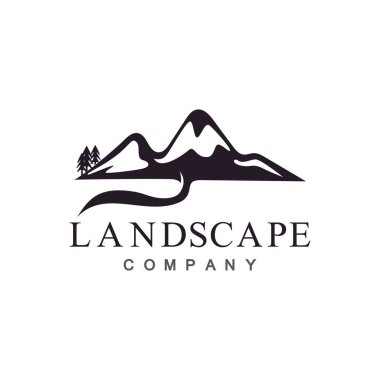 Basit Modern Dağ Manzarası Logo Tasarımı Vektörü Rocky Buzdan Tepe Tepesi Silüeti