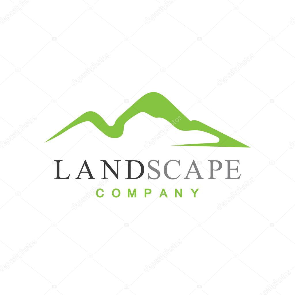 Simple Modern Mountain Landscape Logo Design Vector  Rocky Ice Top Mount Peak Silhouette