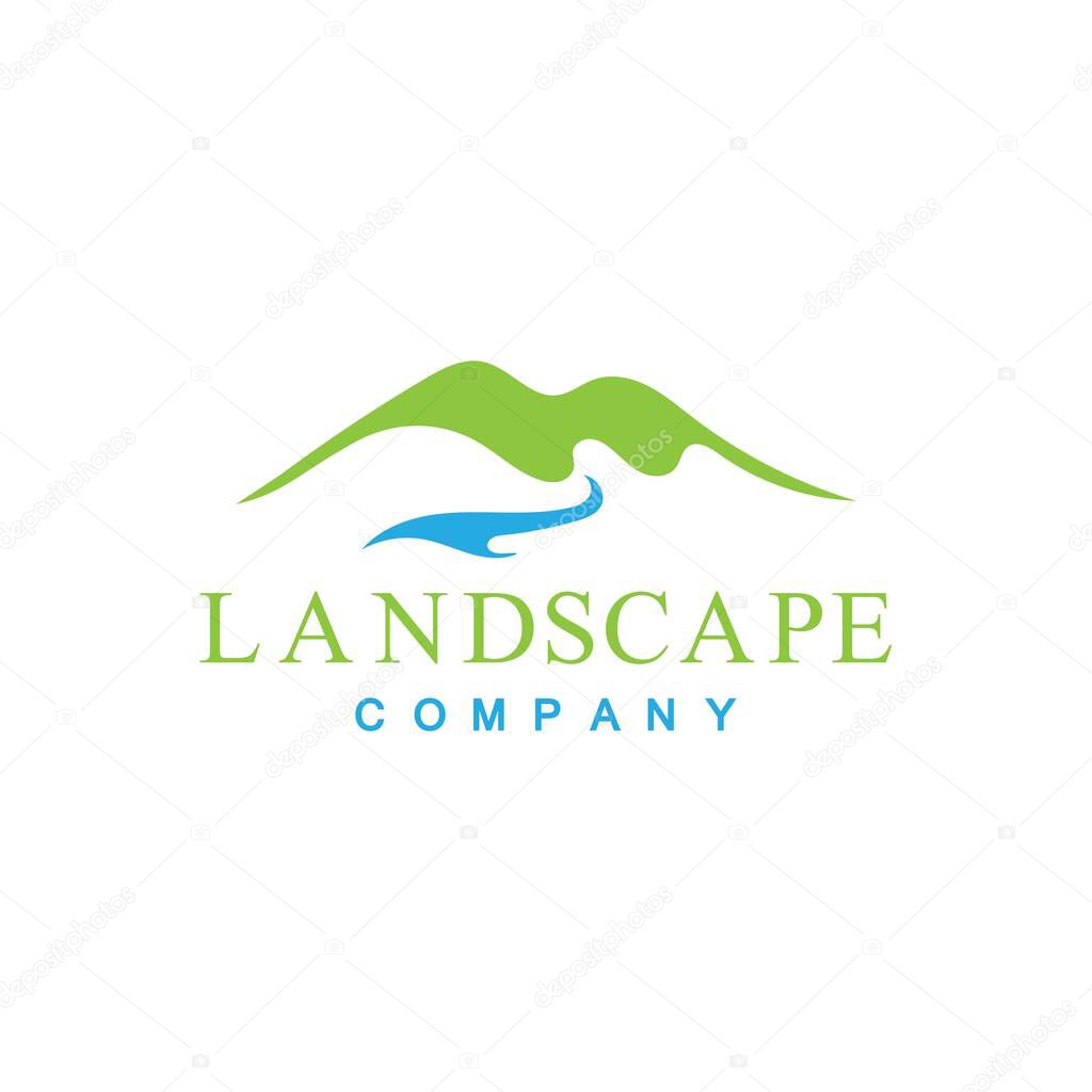 Simple Modern Mountain Landscape Logo Design Vector  Rocky Ice Top Mount Peak Silhouette