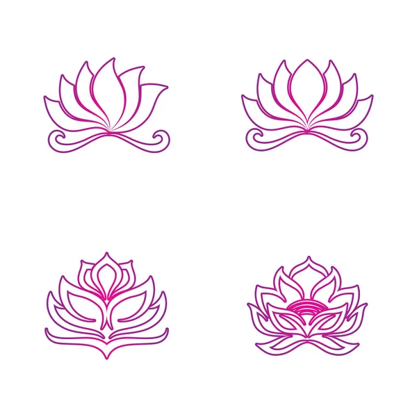 Belleza Vector Flores Loto Diseño Logo Plantilla Icono — Vector de stock