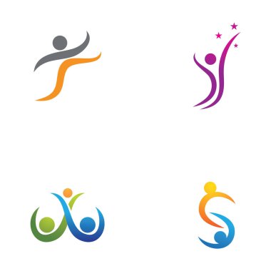 İnsan karakteri logosu çizim vektörü tasarımı