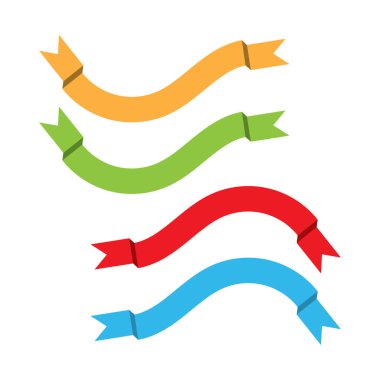 Düz kurdeleler beyaz zemin üzerinde izole edilmiş düz pankartlar, illüstrasyon 