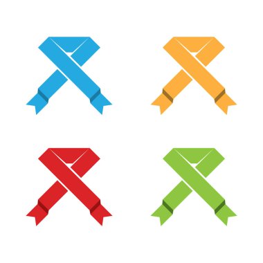 Düz kurdeleler beyaz zemin üzerinde izole edilmiş düz pankartlar, illüstrasyon 