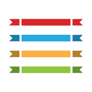 Düz kurdeleler beyaz zemin üzerinde izole edilmiş düz pankartlar, illüstrasyon 