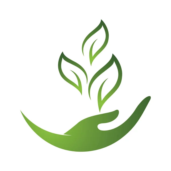 Hand Und Blatt Grün Natur Logo Element Vektor — Stockvektor