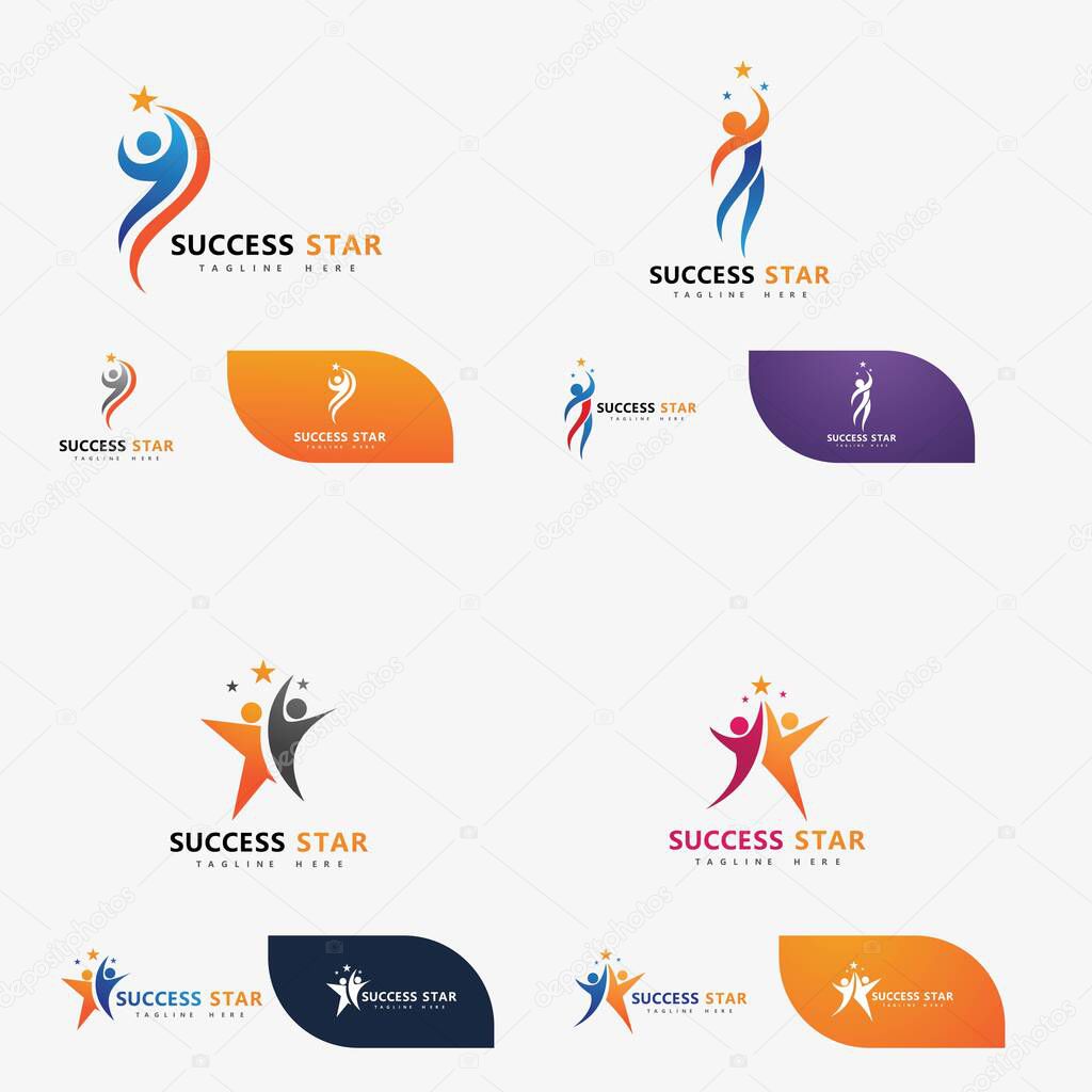 Success star people logo vector