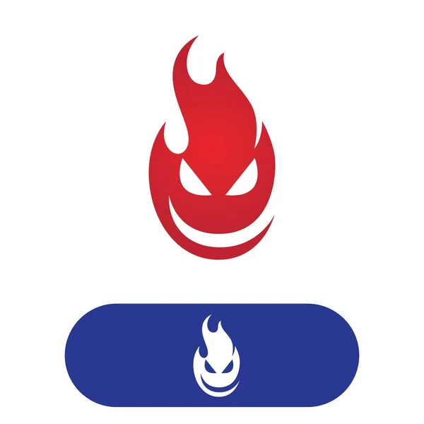 炎のロゴベクトルで火災悪魔の笑顔 — ストックベクタ