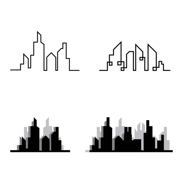 Ciudad Moderna Skyline Silueta Ciudad Ilustración Vectorial Diseño Plano — Vector de stock