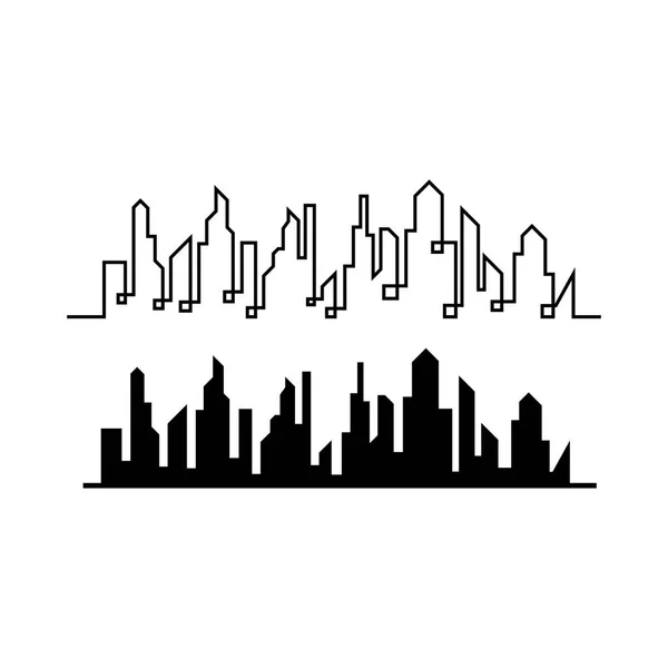 Ciudad Moderna Skyline Silueta Ciudad Ilustración Vectorial Diseño Plano — Vector de stock