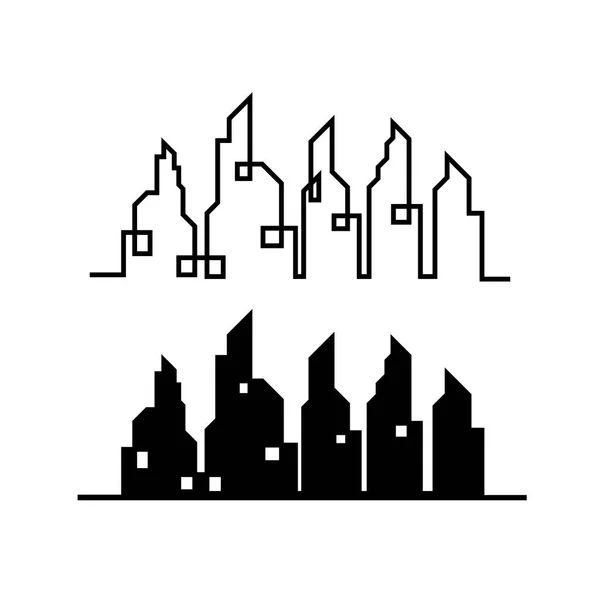 Ciudad Moderna Skyline Silueta Ciudad Ilustración Vectorial Diseño Plano — Vector de stock