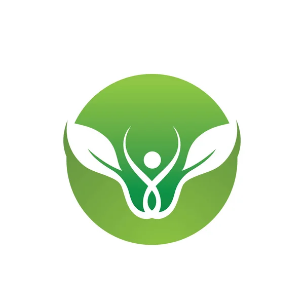 Folha Verde Planta Logotipo Modelo Vetor Fresco —  Vetores de Stock