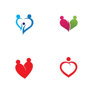  Aşk simgesi logo şablonu Vektör illüstrasyonu 