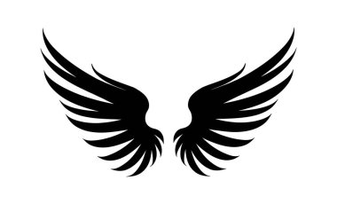 Ayrıntılı Tüy Kanat Logosu Siyah Beyaz