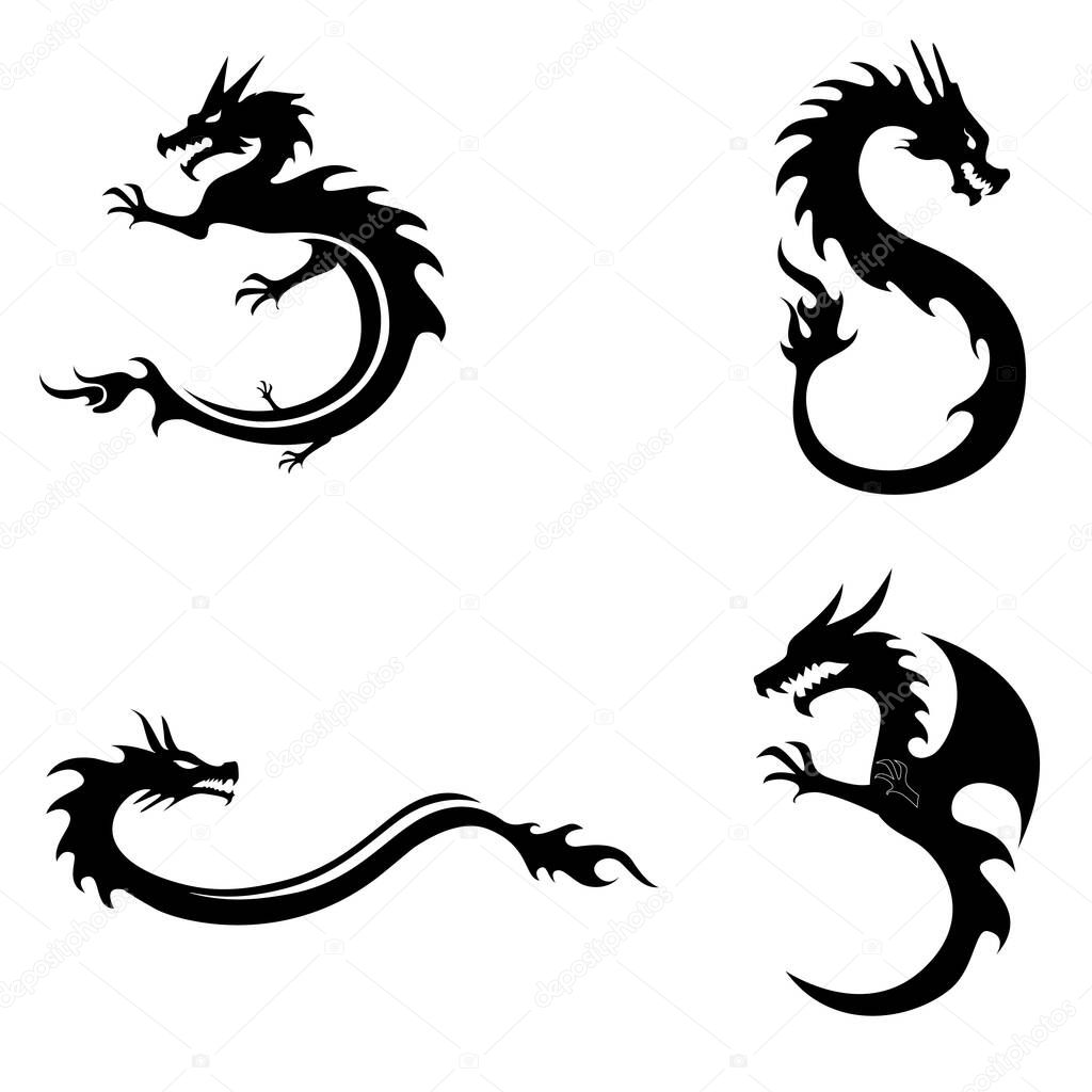 Minimalist dragon logo vector design