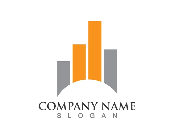 Finance logotyp och byggnad — Stock vektor