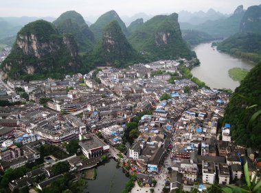 Yangshuo havadan görünümü