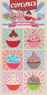 Cupcakes set poster