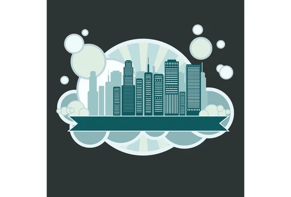 City silhouette sticker illustration
