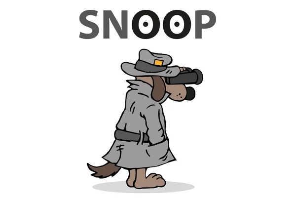 Dog detective looking through binoculars — Stock Vector