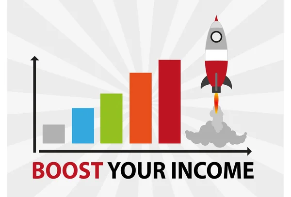 Rocket Chart, Boost Your Income — Stockvector