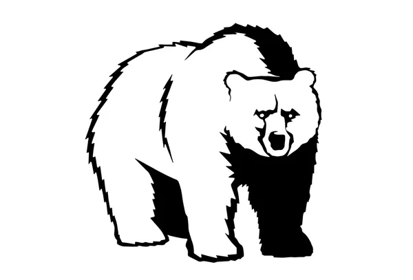 Grizzly Bear, outline black and white illustration — Stockový vektor