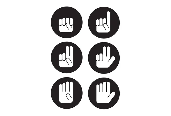 Hand gesture icons showing numbers from zero to five, set no.2