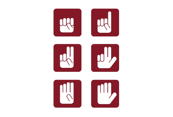 Hand gesture icons showing numbers from zero to five, set no.3