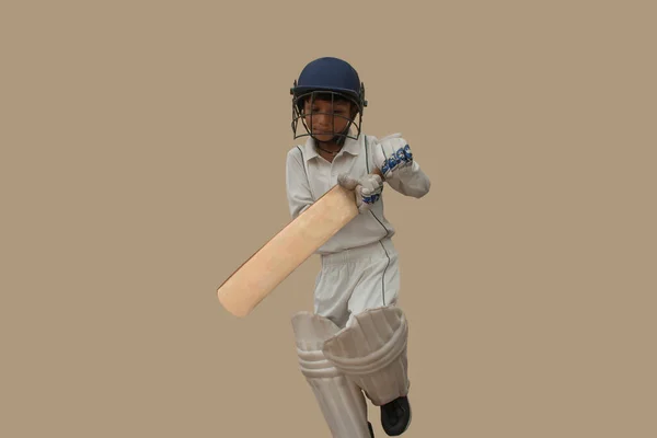 Portrait Boy Playing Cricket Cricket Game — Stock Photo, Image