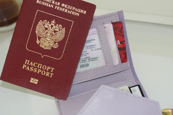 Passport Wallet Utbildningar Och Pengar Allt Behöver För Att Resa — Stockfoto