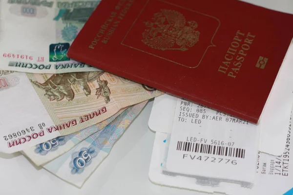 Passport Wallet Cargar Entradas Dinero Todo Que Necesitas Para Viajar — Foto de Stock