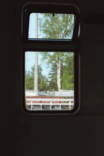 Uma Viagem Trem Elétrico Para Natureza Aldeia — Fotografia de Stock