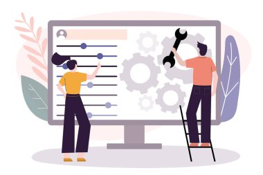 Kullanıcı ayarları monitörde özelleştirir. Kullanıcı kişisel sayfası olan bilgisayar ekranı. Kullanıcı arayüzü özelleştirme, programlama