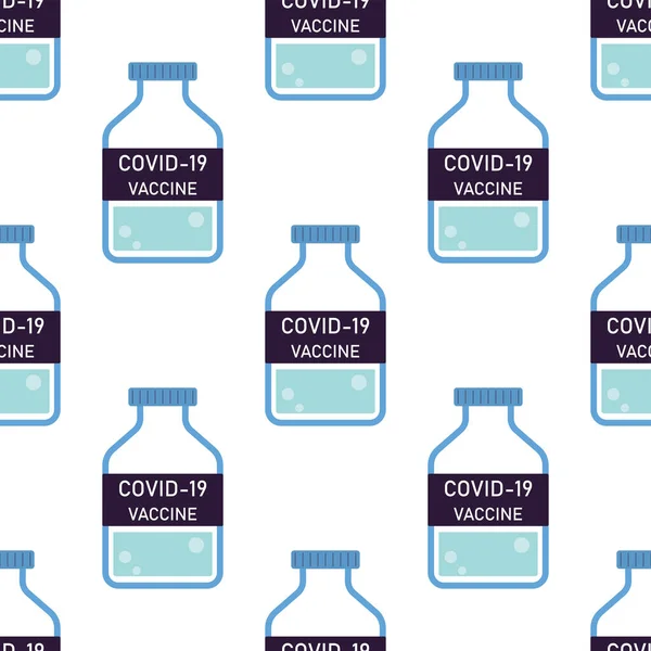 Flacons Avec Dose Vaccin Coronavirus Modèle Sans Couture Sur Vaccination — Image vectorielle